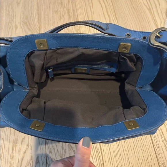 💗FENDI Blue Borse Leather Doctor Hobo Bag Authentic - Picture 7 of 16